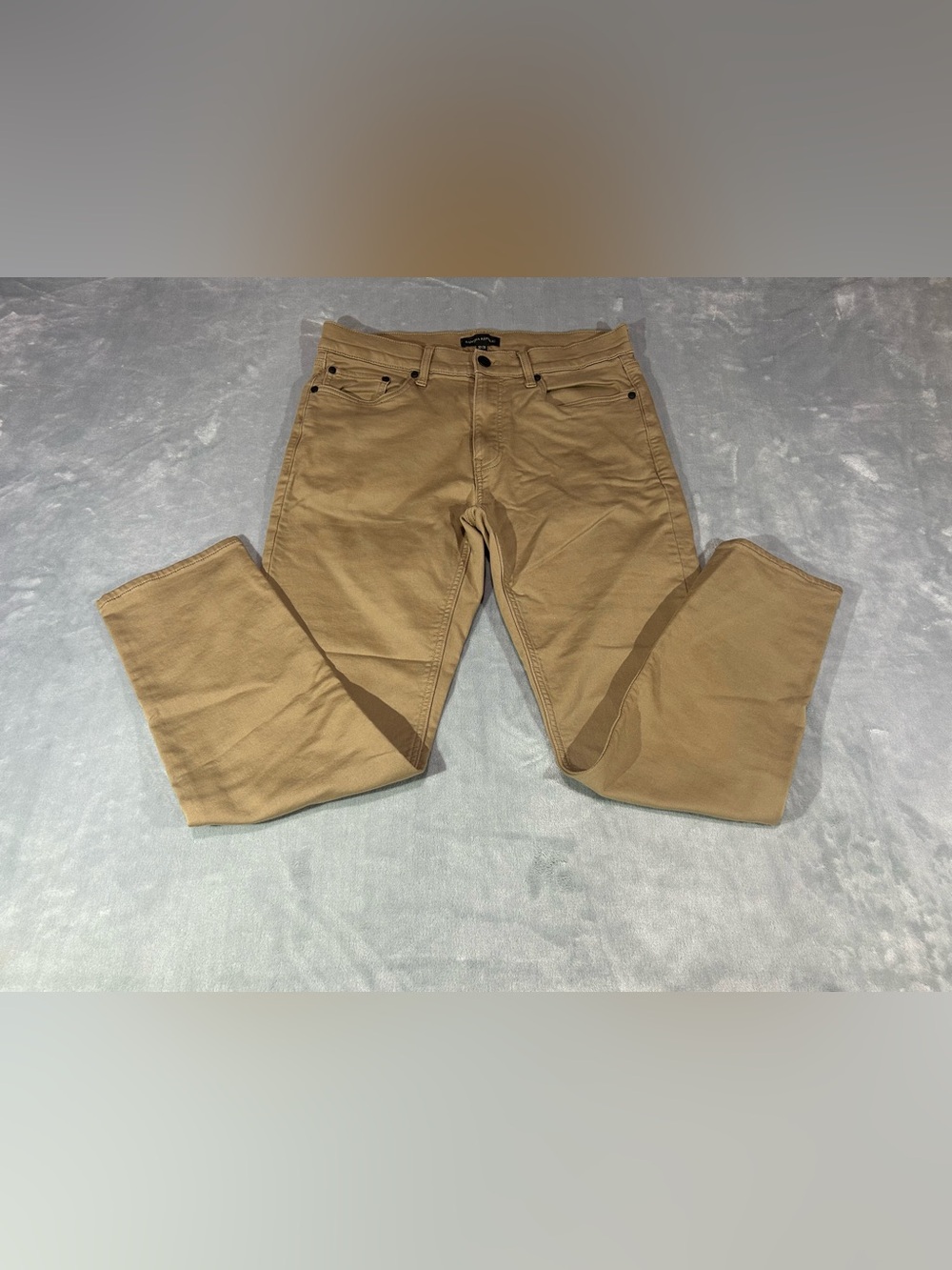 Banana Republic Men Beige Cotton Twill Flat Front Straight Leg Pants 32x30